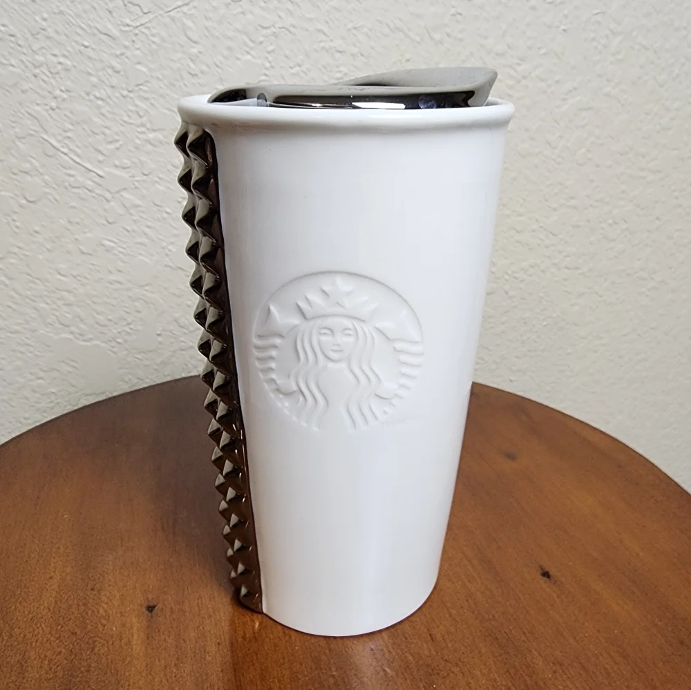 Starbucks White and Silver Studded Tumbler